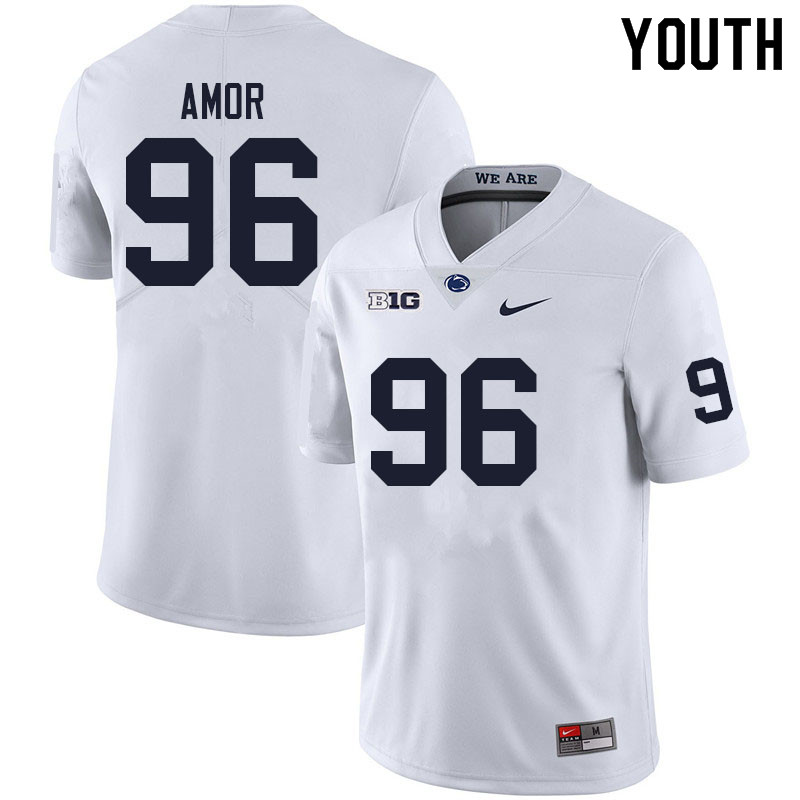 Youth #96 Barney Amor Penn State Nittany Lions College Football Jerseys Sale-White